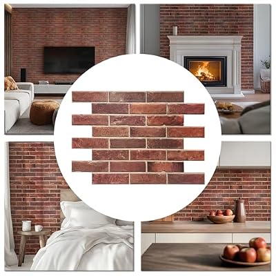 Retro-Art 3D Wall Panels, Pack of 10, Faux Brick in Red, PVC, 17.5" x 23.75", Cover 28.86 sq.ft. 570TG