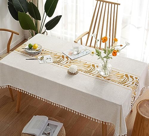 Nappe de table anti tache imperméable jaune motif zèbre 100x160cm