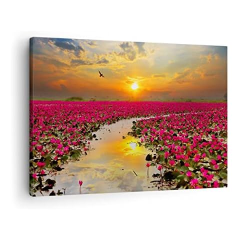 ARTTOR Cuadro sobre lienzo Flor De Loto Paisaje Naturaleza Cover
