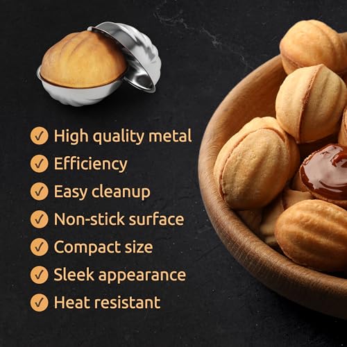 Lot 60 Oreshki Mold Oven Cookies Maker Oreshnitsa - Cookie Mold Oreshek Cake - Nut Cookie Shaped Molds - Mini Metal Mold Form Nuts for Sweet Russian Nuts Oreshki Molding for Baking (60) - Image 4