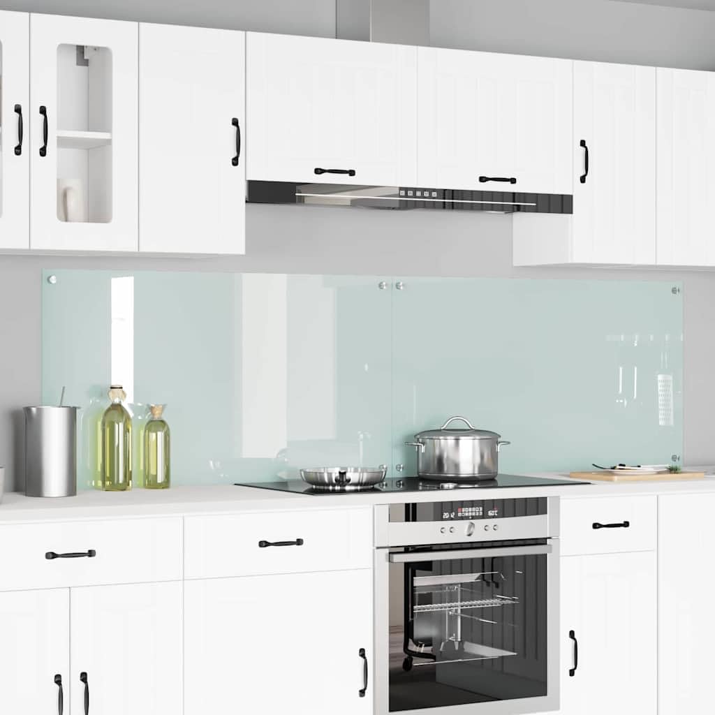 Crédence de Cuisine Lot de 2 Blanc 110x60 cm Verre Trempé pour Mur
