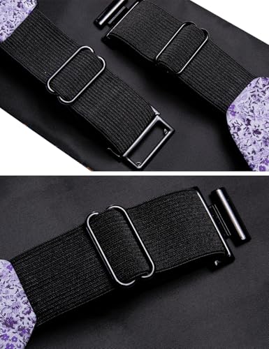Image of Barry.Wang Men Silk Paisley Cummerbund and Pre-tied Bowtie Handkerchief Cufflink Set for Tuxedo
