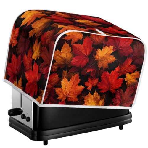 Image of Talayituse Fall Maple Leaf Print Toaster Cover 2 Slice Wide Slot, Lightweight Bread Maker Cover Dust Protection Washable Appliance Bag Autumn Decor, S