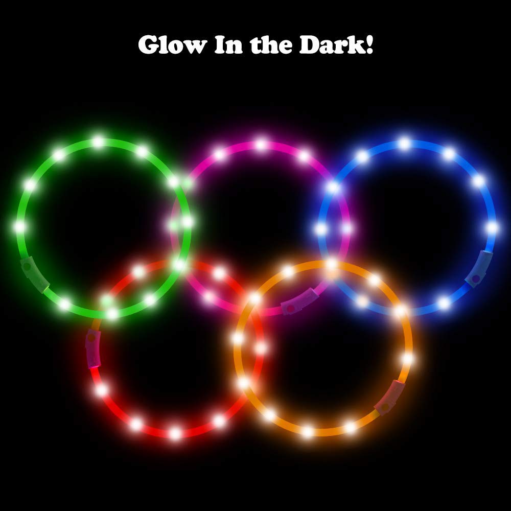 VIVIA LED Dog Collar, USB Rechargeable, Glowing pet Dog Collar for Night Safety, Fashion Light up Collar for Small Medium Large Dogs(5 Pack)