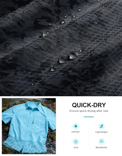 Image of G Gradual Men's Fishing Shirts with Zipper Pockets UPF 50+ Lightweight Cool Short Sleeve Button Down Shirts for Men Hiking