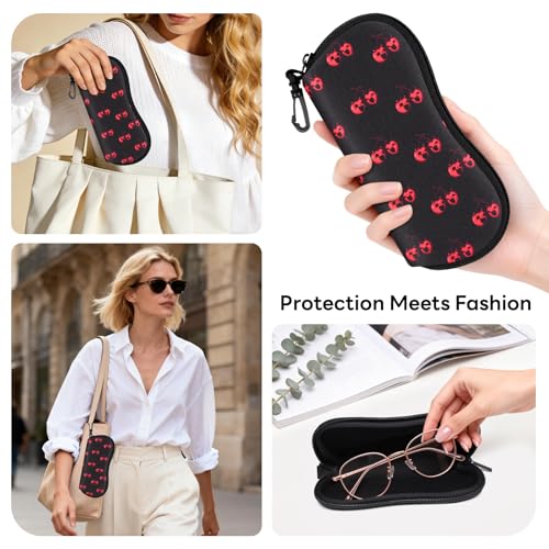 Image of Sunglasses Case with Belt Clip, Ultra Light Neoprene Zipper Soft Padded Glasses Case for Women Men