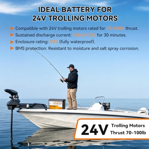 Image of 24V 80Ah Lithium LiFePO4 Battery,Deep Cycle Marine Trolling Motor Battery