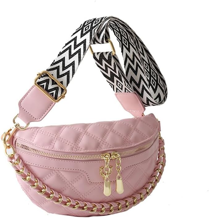 Pink Designer Bum Bags Thick Chain Fanny Pack Women
