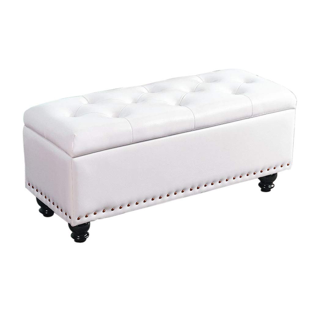 Tabouret de rangement créatif multifonctionnel blanc taille L 80