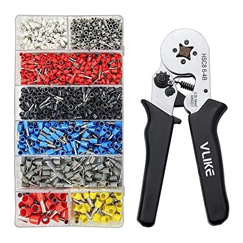 Ferrule Crimping Tool, VLIKE Wire Crimper Pliers with 1200 Terminal Ferrules Connector Sleeves for Stripper Wiring Projects Cover