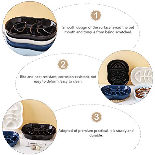 TEHAUX Tigela lenta para alimentação de gatos Tigela de cerâmica para evitar asfixia de animais de e