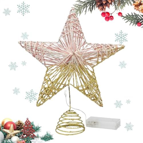 Étoile De Cime De Sapin De Noël | Décor Lumineux d'arbre Pentagra...
