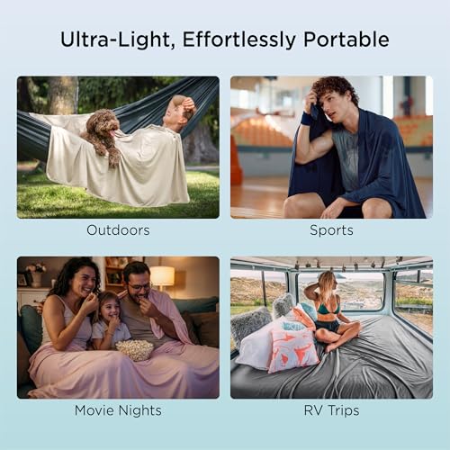Image of Bedsure Lightweight Cold Blanket for Summer, Bed Cooling Blanket Twin Size for Hot Sleepers, Ice Cool Essentials for Hot Nights, Breathable Thin Bedding for Teen Girls, Women, Oat Milk, 60 inch x 80 inch