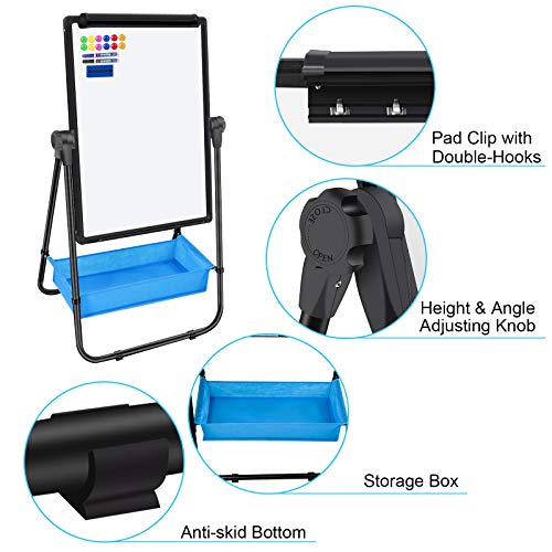 Image of Dry Erase Board with Stand - Double Sided 28 inchx20 inch Portable Writing Whiteboards, Height Adjustable & 360 Rotating U Stand Magnetic Whiteboard for Home, School, Restaurant & Presentation