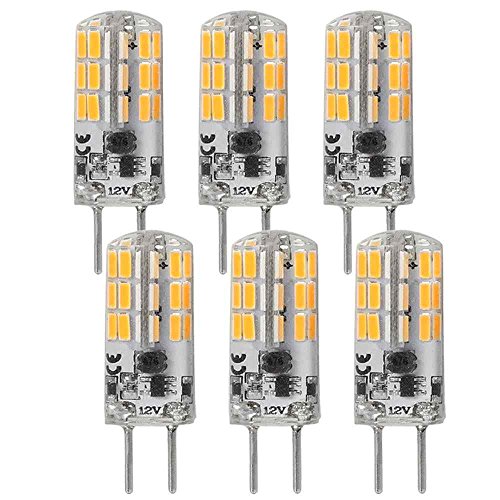 Preisvergleich Produktbild Granvoo 6-er Pack GY6.35 4W Warmweiß Flimmerfrei LED Licht mit Silikon AC / DC 12V 48X4014 SMD