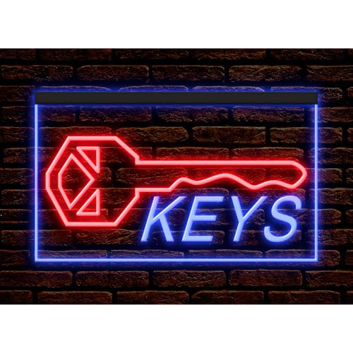 190045 Keys Tool Shop Locksmith Replace Lock Opening Store illuminated Display LED Light Neon Sign 7 Colors / 16 Colors By Remote/Dual Color Two Tone Color (Blue & Red, 21.5