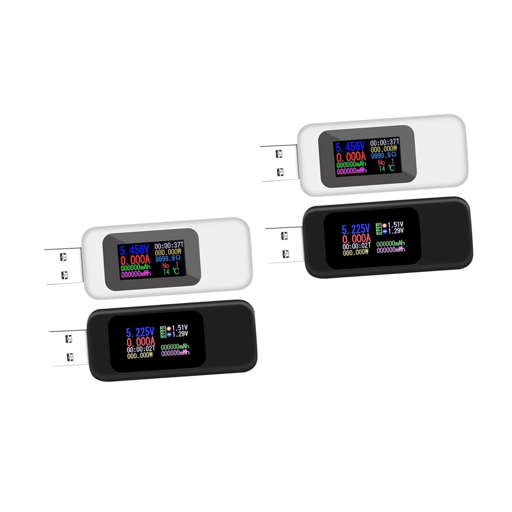 SHINEOFI Detector De Voltaje De 4 Piezas Comprobador De Voltaje Multímetro Comprobador Eléctrico Comprobador USB Voltímetro De Potencia Comprobador De Carga Monitor Con Pantalla Lcd