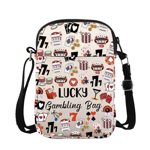 ZJXHPO Casino Lover Gift Lucky Gambling Bag Cash Cross Body Bag For Gambler Poker Player Messenger Bag Gambling Lover Gift