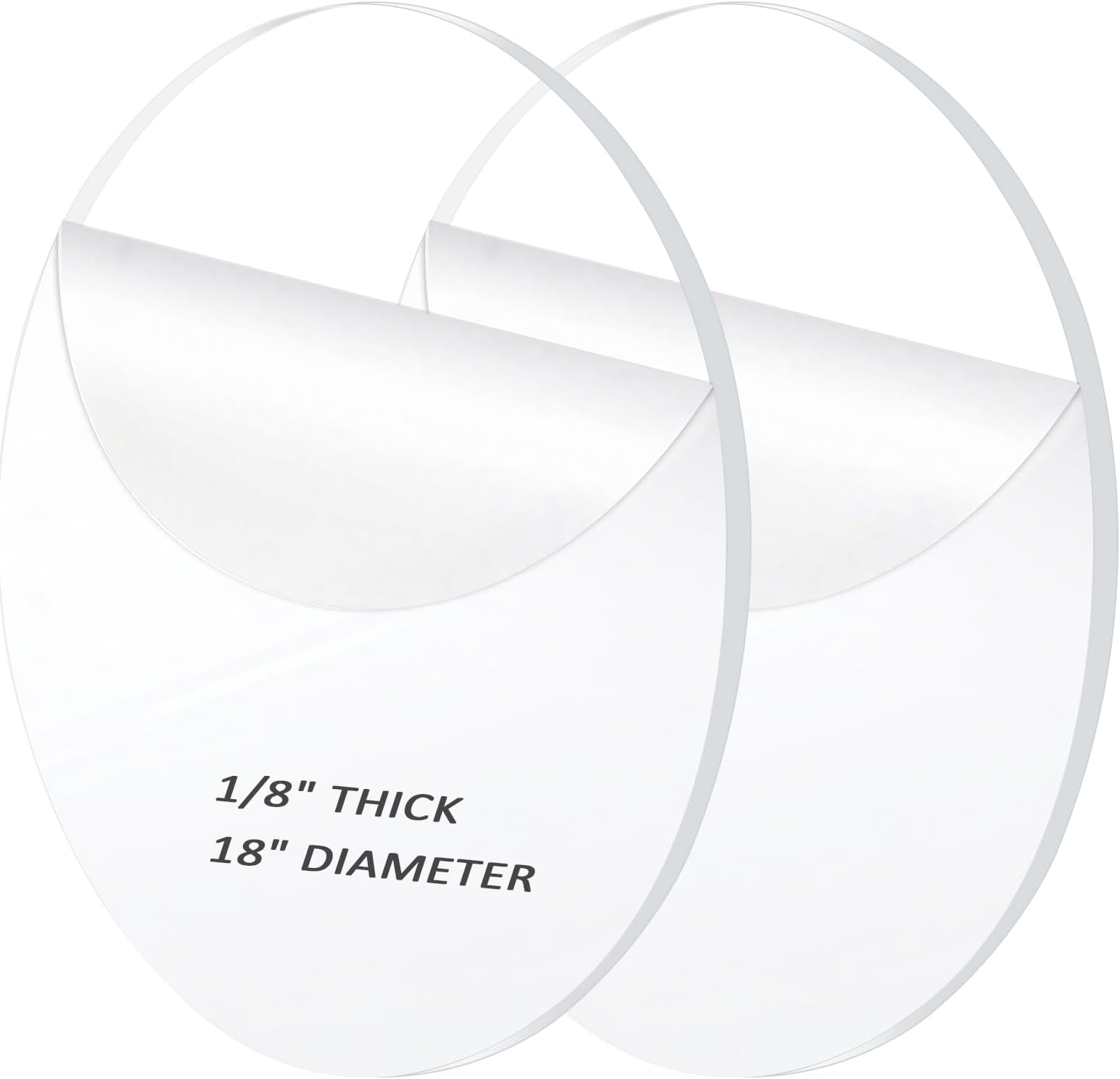 2 Pieces 1/8" Clear Circle Acrylic Sheet, 18 Inch Diameter Plexiglass Sheet, Round for Cake Discs, Plexiglass Table Top, Acrylic Backdrops and DIY Display Projects Craft
