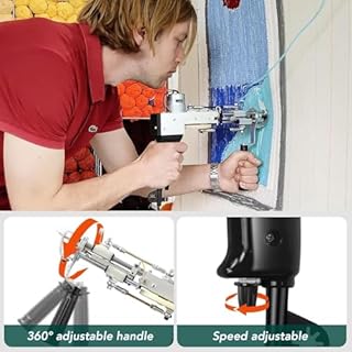 Rug Tufting Gun Starter Kit with Frame & Carpet Trimmer & Yarn, Carpet Making Kit with Tufting Frame Tufting Supplies with Primary Tufting Cloth, Rug Gun Machine Starter Kit with Rug Shaver(Black)