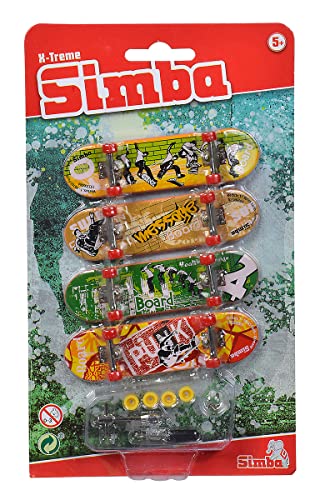 Simba 103306084 - Finger Skateboard 4er Set, Fingerspielzeug, Bedruckt, 9cm, ab 5 Jahren