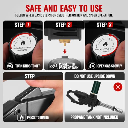 Heavy Duty Propane Torch for Outdoor Use, Adjustable Flame Thrower Gun for Charcoal Lighting, Fire Pit, Campfire, BBQ and Grill Starting (Tank Not Included) - image 6