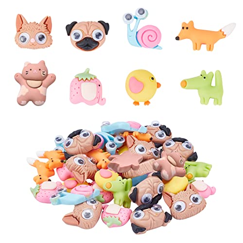 SUPERFINDINGS 48 Piezas 8 Estilos Pequeños Animales Lindos Cabujones Resina Cabujones Mini Animales Slime Encantos para Hacer Manualidades Y Adornos Álbumes de Recortes Cover