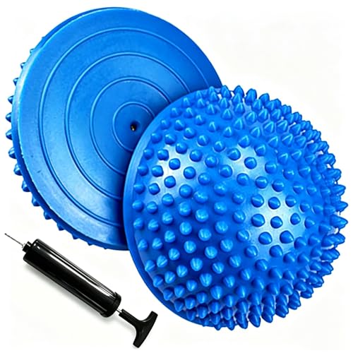 XCZGSW 2PCS Hedgehog Balance Pods, Pimples Pilates Ball, Half Spiky Fitness Domes for Kids Adults Sports, Foot Massage, Stability Training, Muscle Balancing Therapy, Motor Skills Yoga Gymnastics Exercise
