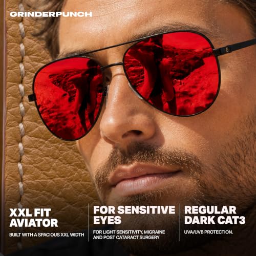 Image of grinderPUNCH XL XXL Aviator Sunglasses Men Big Head Oversized Polarized