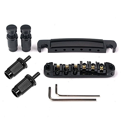 JD.Moon Roller Saddle Bridge ABR-1 Tune-o-matic Bridge Tailpiece Bridge For Les Paul Guitar (Black)