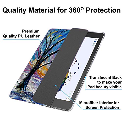 Image of DuraSafe Cases iPad PRO 12.9 2 Gen 2017 [ iPad 12.9 Inch 2nd ] A1670 A1671 MQDC2HN /A MQDD2HN /A MQDA2HN /A MP6H2HN /A Trifold Printed Hard Smart PC Transparent Back Cover - Color Emblem