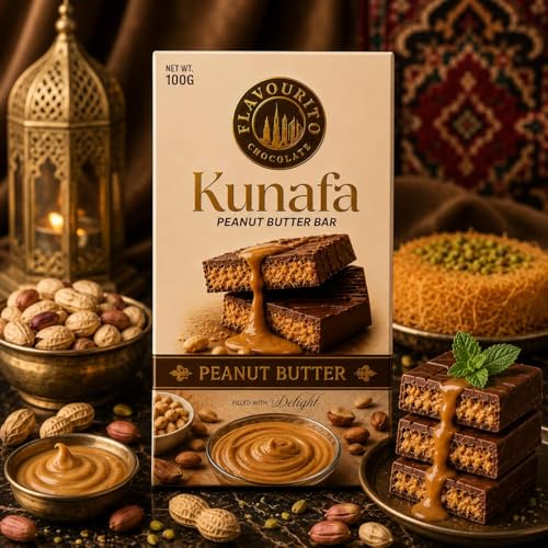 Image of Flavourito Kunafa Pistachio Chocolate Bar 100g, Satisfying, Sharp Snap Of Smooth Milk Chocolate that Gives Way to a Creamy, Rich, and Nutty Pistachio (Kunafa Peanut Butter) DECADENT FOODS