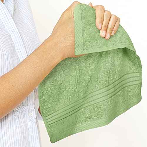Utopia Towels 12 Pack Premium Wash Cloths Set, 12 by 12 Inches, 100% Cotton Ring Spun, Highly Absorbent and Soft Feel Washcloths for Bathroom, Spa, Gym, and Face, Sage Green