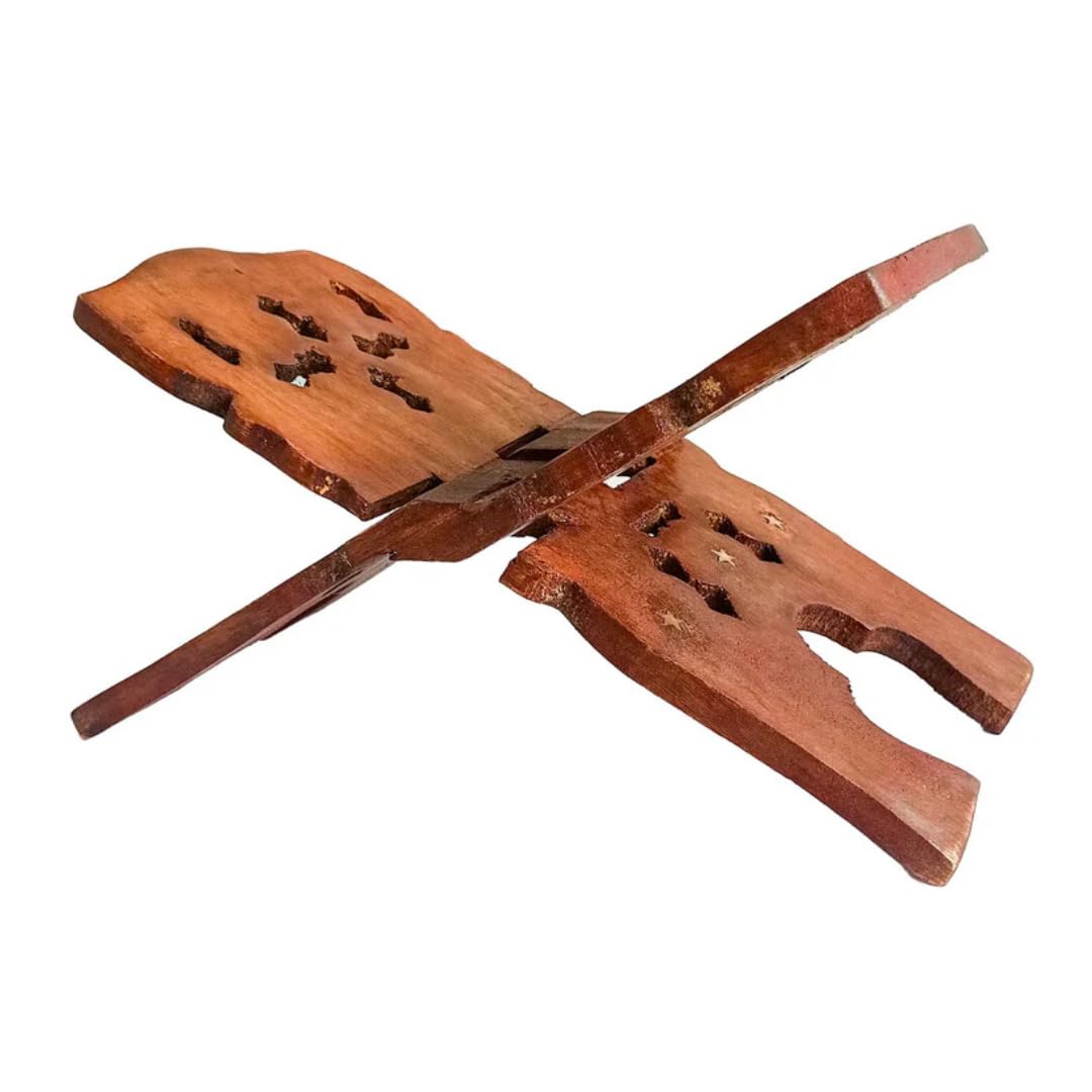 Wooden Book Stand, Handcrafted Reading Rest with Star Design, Foldable Book Holder, Brown 12 INCH-image-47