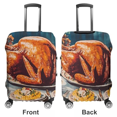 Vintage Thanksgiving Table Luggage Covers Washable Travel Suitcase Cover Elastic Baggage Protector3