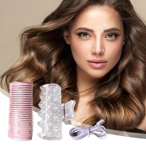 Missmisq Rizadores de pelo con rodillos calientes, rulos autoadhesivos - Rizador de pelo con calefacción USB,Rizadores de pelo con rodillos eléctricos, herramientas portátiles para peinar el cabello, - imagen 2