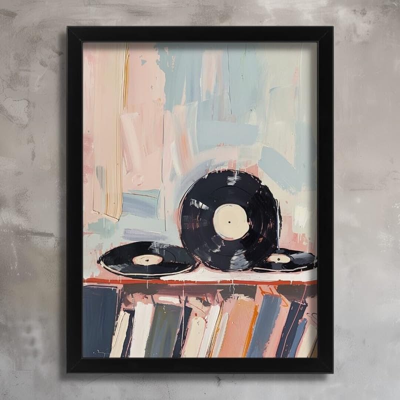 Art mural vinyle rétro abstrait pastel A0 pour une déco inspirante au quotidien