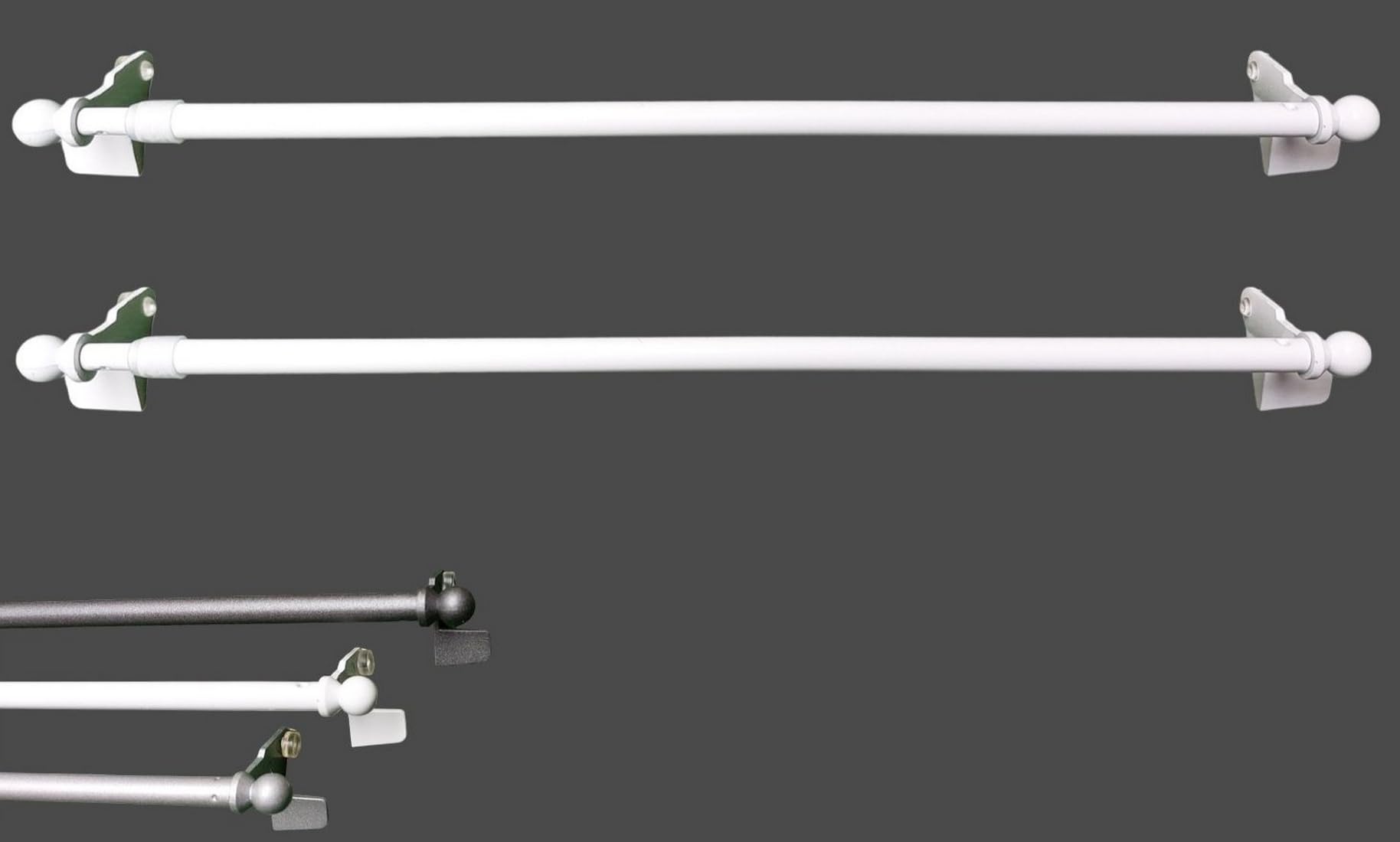 Tringles à clipser extensibles 50x80 cm Fix’VIT lot de 2 embout boule blanc