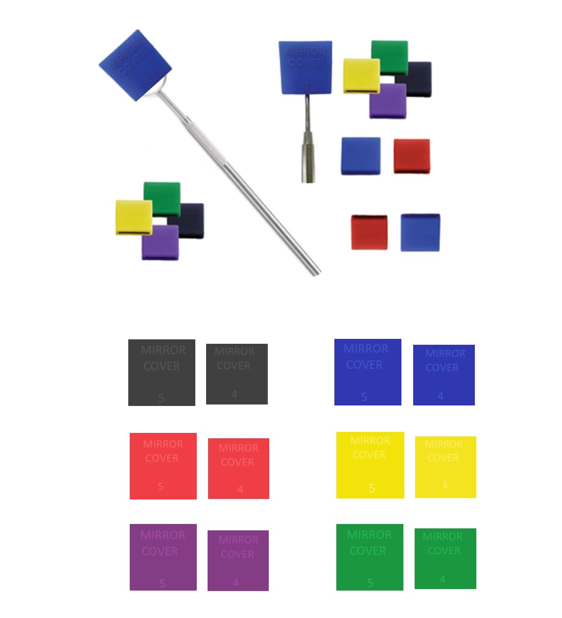 AmeriCan Goods Dental Silicone Mirror Cover Color Code Autoclavable up to 275F 12 Pcs Assorted Color Dental Color Code Mirror Covers (5)