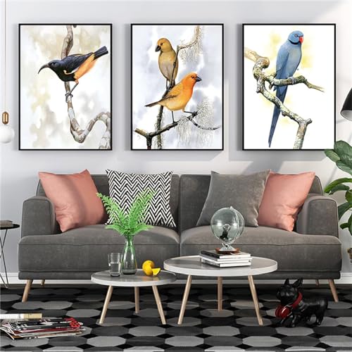 DIY Broderie Diamant Oiseaux pour Salon et Chambre Activité Manuelle 3 Pack