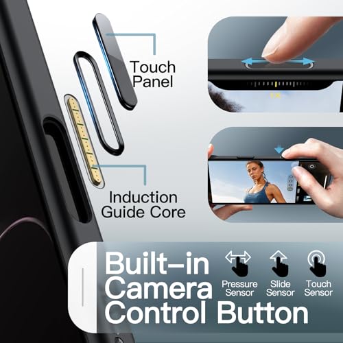 Image of JETech Magnetic Case for iPhone Air Compatible with MagSafe, Shockproof Slim Phone Cover with Built-in Camera Control Button, Matte Translucent Back, 6.5-Inch Display (Black)
