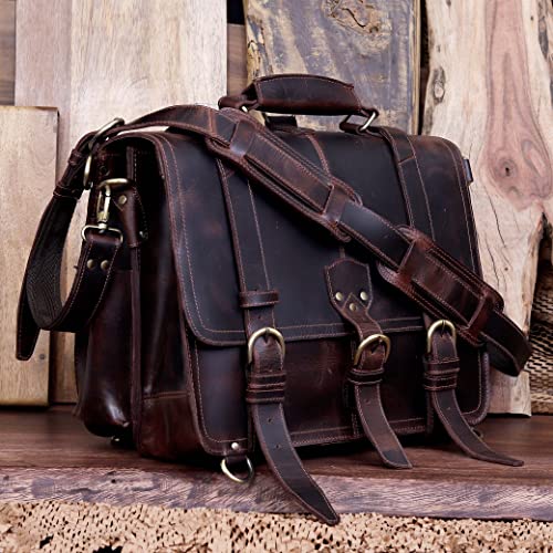 Cuero Leather Briefcase 18 Inch Laptop Messenger Bags For Men And Women Best Office School College Briefcase Shoulder Bag #TOP4