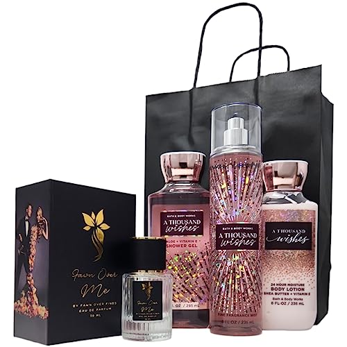 Bath and Body A Thousand Wishes Trio Gift Set with Fawn Over Me Perfume and Gift Bag