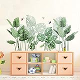 LucaSng Groß Wandsticker Wandtattoo, Grün Blätter Pflanze Wandaufkleber Wandbilder Wand Deko für Wohnzimmer Kinderzimmer Küche Flur Fenster