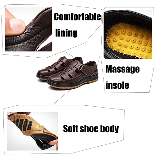 Men's Closed Toe Business Sandals, Large Size Handmade Casual Sandals, Fashion Hollow Out Backpacking Beach Shoes3