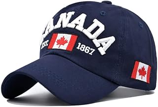 Gereji Canada Baseball Cap,Adjustable Golf Hat for Men Women Kids,Embroidered Maple Leaf Canada Hat with Canada Flag