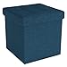 Intirilife Składana otomana 30x30x30 cm w NIEBIESKI OCEAN - Kostka siedziska z miejscem do przechowywania i pokrowcem z tkaniny z zagłębieniami - Kostka siedziska podnóżek schowek skrzynia otomana