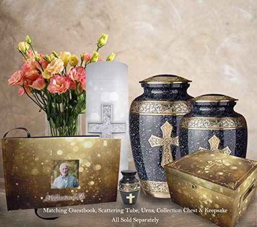 Image of Black Cross Cremation Urn for Ashes Adult Male - Personalized Cremation Urns for Human Ashes Adult Man Decorative Urns - Beautifully Handcrafted Cross Urn