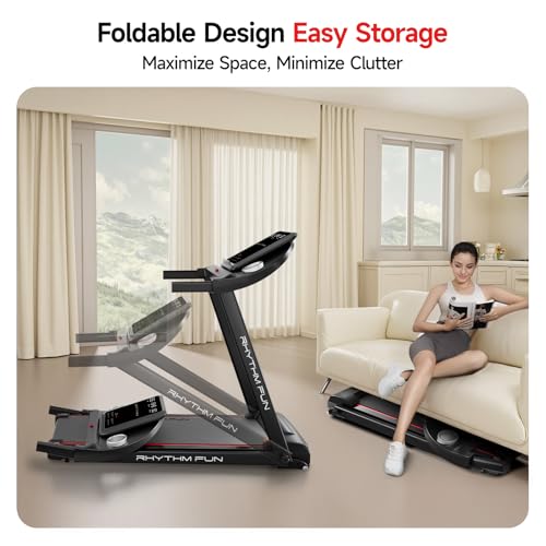 RHYTHM FUN 8.0 MPH Treadmills for Home, Running Walking Pad Treadmill with Incline up to 8%, Foldable Treadmill with Handle Bar, Low Noise Walking Pad for 300 lbs - Image 6
