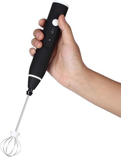Miniatura 3 de Espumador de leche eléctrico, mezclador automático de huevos, espumador de leche de 3 velocidades ajustable con carga USB, color negro